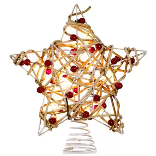 Lights And Lite-Up Decor>Tannenbaum Holiday Shop 10-Light Birch Rattan Star Treetop