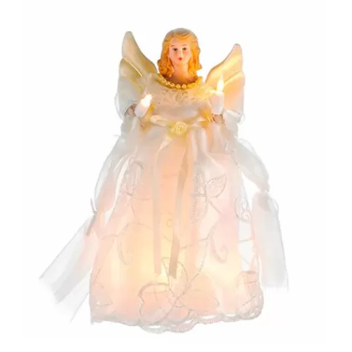 Finials And Tree Toppers>Tannenbaum Holiday Shop 10-Light Gold And Ivory Angel Treetop