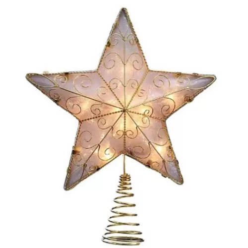 Lights And Lite-Up Decor>Tannenbaum Holiday Shop 10-Light Gold Reflector Star Treetop