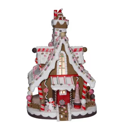 Gingerbread Ornaments, Houses, And Decor>Tannenbaum Holiday Shop 12" Lit Christmas Gingerbread House