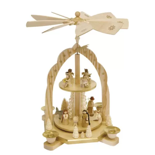 German Nutcrackers, Smokers, And Pyramids>Tannenbaum Holiday Shop 2-Tier Pyramid Nativity Scene With Angels