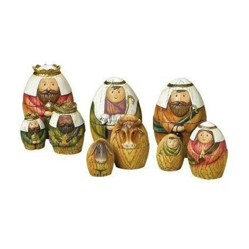 Nativity Sets And Religious Ornaments>Tannenbaum Holiday Shop 6" Nativity Nesting Box, 9 Pieces