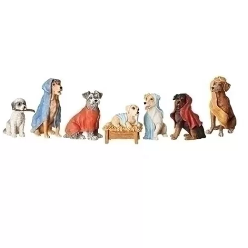 Nativity Sets And Religious Ornaments>Tannenbaum Holiday Shop 7 Piece Canine Creche Set