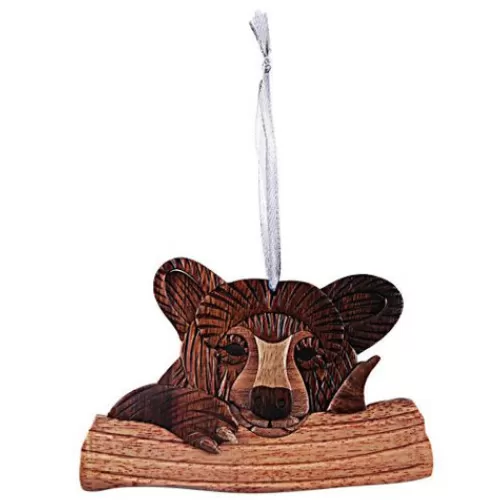 Animal Ornaments^Tannenbaum Holiday Shop Bear Cub Wooden Ornament