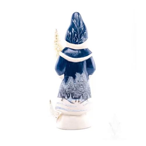 Santa Figurines>Tannenbaum Holiday Shop Blue Santa With Silver Bowl And Winter Scene