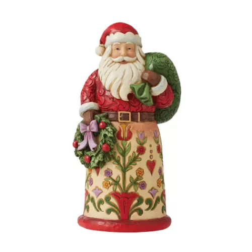 Santa Figurines>Tannenbaum Holiday Shop Bringing Christmas Home - Santa With Wreath And Bag