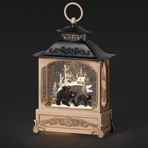 Lights And Lite-Up Decor>Tannenbaum Holiday Shop Bronze Swirl Lantern With Bear Family