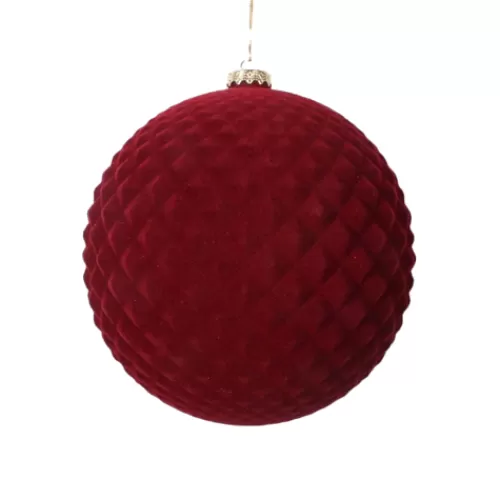 Traditional Christmas Ornaments>Tannenbaum Holiday Shop Burgundy Flocked Ball Ornament