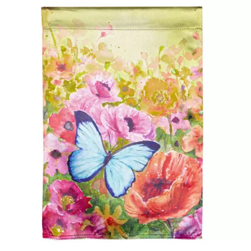 Garden Decor>Tannenbaum Holiday Shop Butterfly Sunset Garden Lustre Flag