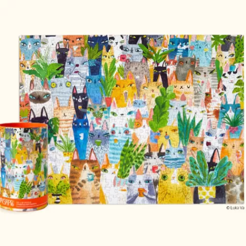 Puzzles And Toys>Tannenbaum Holiday Shop Cat Plant Exchange, 500 Piece Puzzle