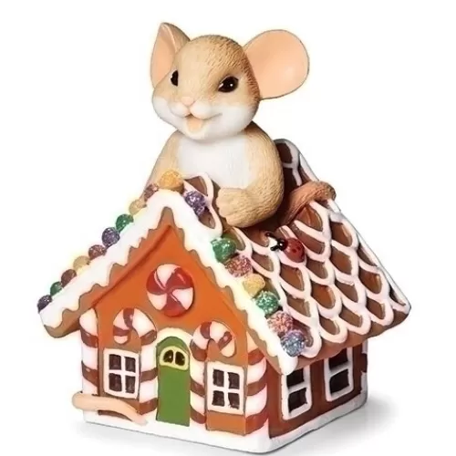 Animal Ornaments^Tannenbaum Holiday Shop Charming Tails Mouse On Gingerbread House