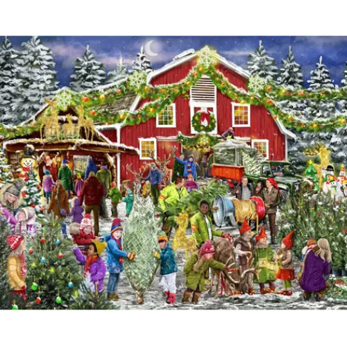 Puzzles And Toys>Tannenbaum Holiday Shop Christmas Barn Jigsaw Puzzle 550 Piece