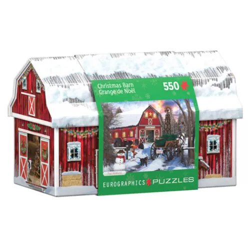 Puzzles And Toys>Tannenbaum Holiday Shop Christmas Barn Tin Puzzle, 550 Pc