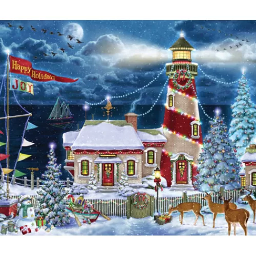 Puzzles And Toys>Tannenbaum Holiday Shop Christmas Lighthouse Jigsaw Puzzle 1000 Piece