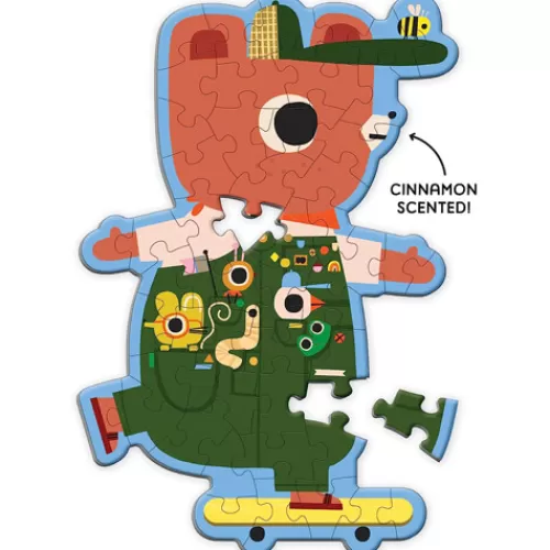 Puzzles And Toys>Tannenbaum Holiday Shop Cinnamon Bear Scratch And Sniff Mini Shaped Puzzle