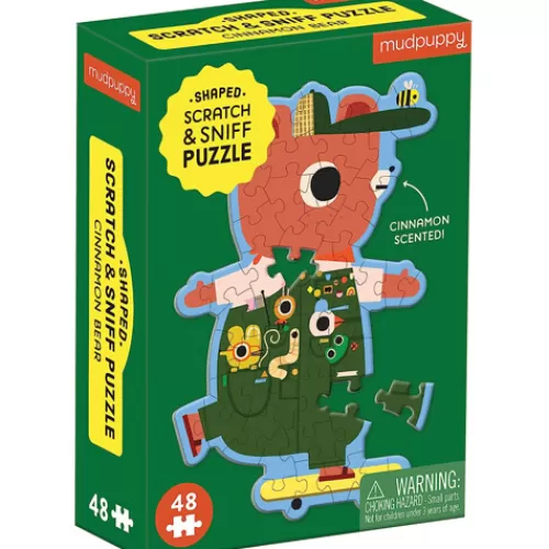 Puzzles And Toys>Tannenbaum Holiday Shop Cinnamon Bear Scratch And Sniff Mini Shaped Puzzle