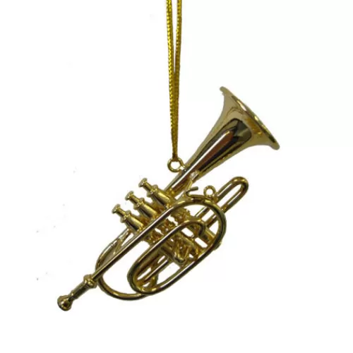 Music Ornaments>Tannenbaum Holiday Shop Cornet - Gold Ornament