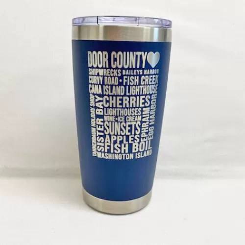 Tabletop And Dishes>Tannenbaum Holiday Shop Door County Thermal Tumbler, Blue