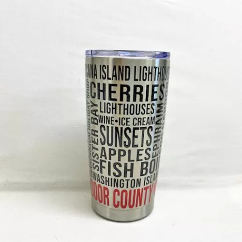 Door County Ornaments And Gifts>Tannenbaum Holiday Shop Door County Thermal Tumbler, Silver