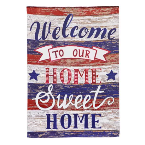 Garden Flags>Tannenbaum Holiday Shop Farmhouse Home Sweet Home House Suede Flag