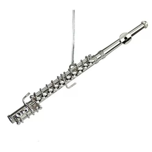 Music Ornaments>Tannenbaum Holiday Shop Flute Silver Ornament