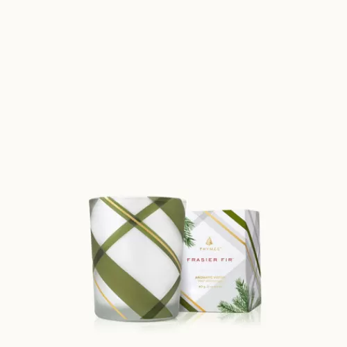 Candles And Home Fragrances^Tannenbaum Holiday Shop Frasier Fir Frosted Plaid Votive Candle