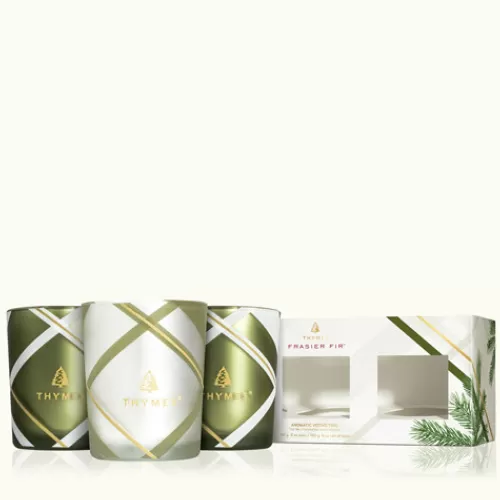 Candles And Home Fragrances^Tannenbaum Holiday Shop Frasier Fir Frosted Plaid Votive Trio