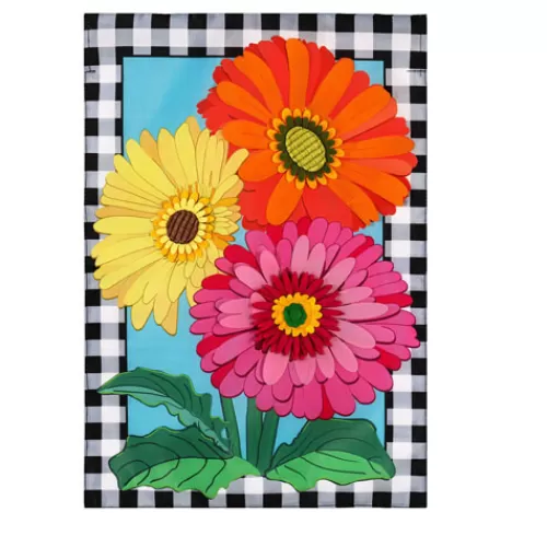 Garden Flags>Tannenbaum Holiday Shop Gerbera Daisy Trio House Flag