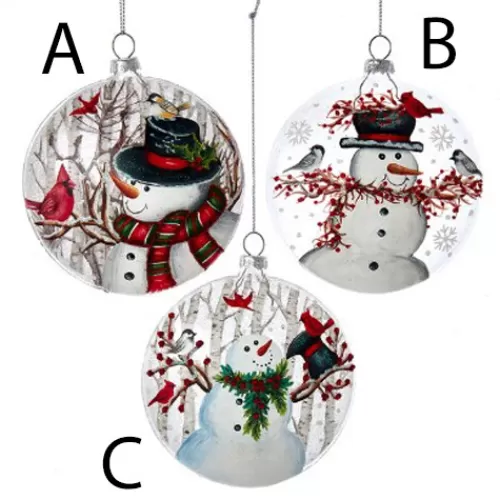 Snowman Ornaments>Tannenbaum Holiday Shop Gl Ss Snowm N With Irds Orn, 3