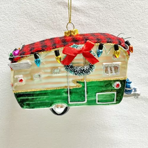 Novelty Ornaments^Tannenbaum Holiday Shop Glass Camper Ornament