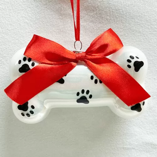 Animal Ornaments^Tannenbaum Holiday Shop Glass Dog Bone Ornament