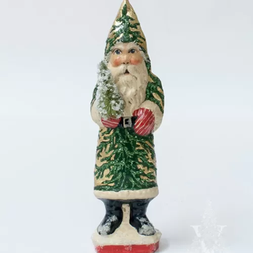 Santa Figurines>Tannenbaum Holiday Shop Gold Coat Santa With Tree