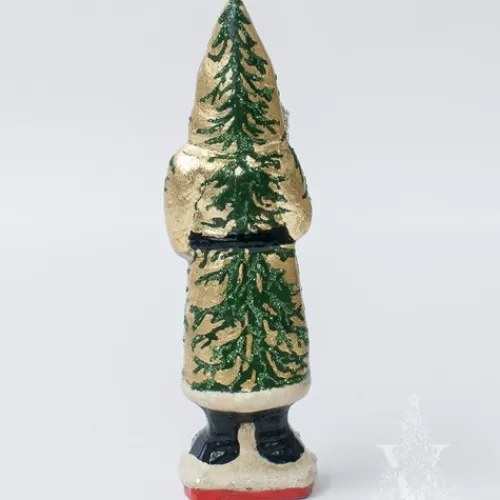 Santa Figurines>Tannenbaum Holiday Shop Gold Coat Santa With Tree