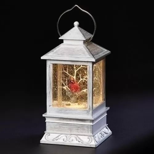 Snowglobes, Waterglobes, And Music Boxes>Tannenbaum Holiday Shop Grey Swirl Led Lantern With Cardinal