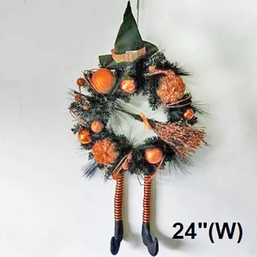 Floral And Garland>Tannenbaum Holiday Shop Halloween Wreath With Black Witch Hat