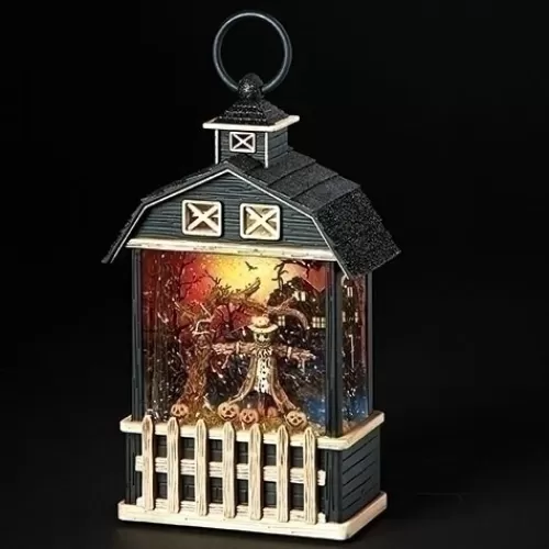 Lights And Lite-Up Decor>Tannenbaum Holiday Shop Haunted Barn With Scarecrow Swirl Lantern