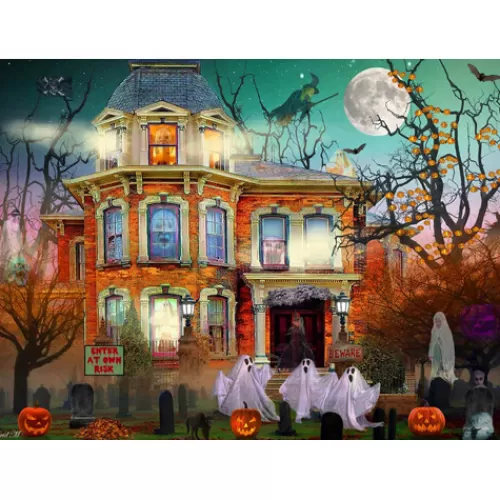 Books & Puzzles>Tannenbaum Holiday Shop Haunted Halloween Jigsaw Puzzle 1000 Piece