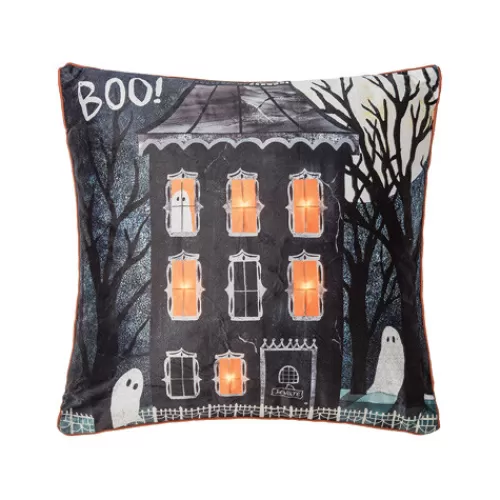 Lights And Lite-Up Decor>Tannenbaum Holiday Shop Haunted House Boo Led Pillow