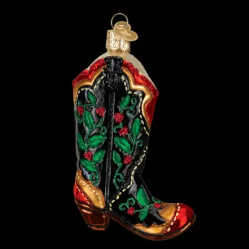 Novelty Ornaments^Tannenbaum Holiday Shop Holly Berry Cowboy Boot