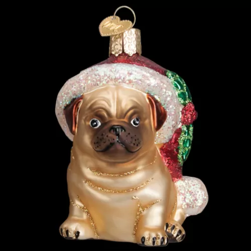 Animal Ornaments^Tannenbaum Holiday Shop Holly Hat Pug