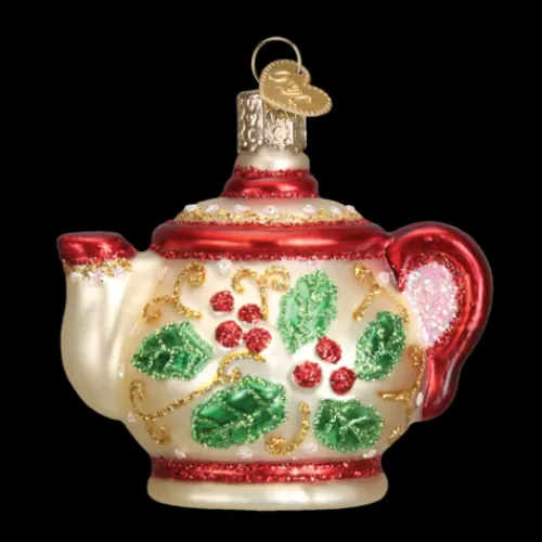 Novelty Ornaments^Tannenbaum Holiday Shop Holly Teapot