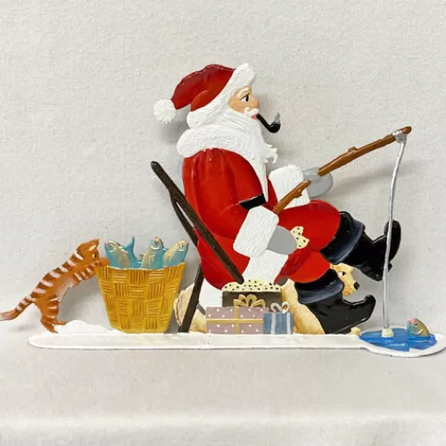 Santa Figurines>Tannenbaum Holiday Shop Ice Fishing S Nt , V Ri N Pewter