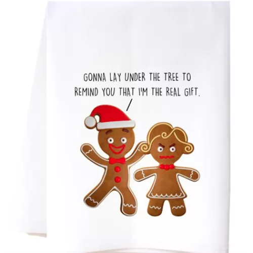 Towels>Tannenbaum Holiday Shop I'M The Real Gift Flour Sack Towel