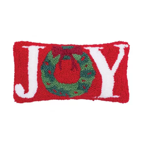 Indoor Decor^Tannenbaum Holiday Shop Joy Wreath Hooked Pillow