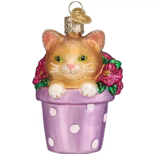 Animal Ornaments^Tannenbaum Holiday Shop Kitten In Flower Pot