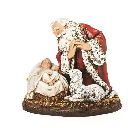 Santa Figurines>Tannenbaum Holiday Shop Kneelng Santa With Sleeping Babe & Lamb