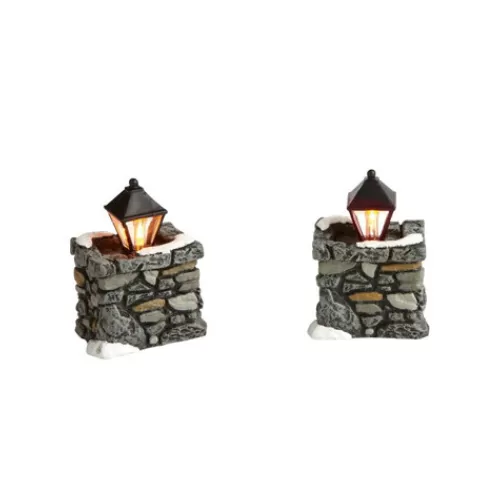 Department 56 - Villages^Tannenbaum Holiday Shop Limestone Lamps, Set Of 2