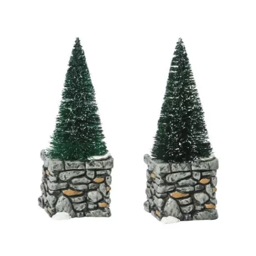 Department 56 - Villages^Tannenbaum Holiday Shop Limestone Topiaries