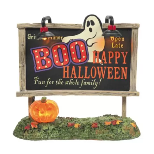 Department 56 - Halloween Village>Tannenbaum Holiday Shop Lit Ghost Billboard