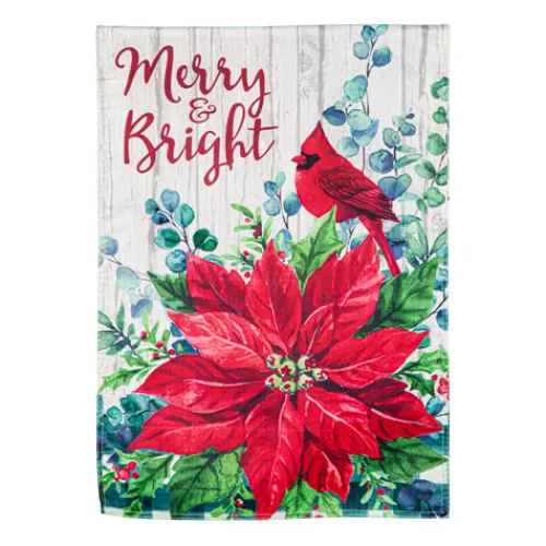 Outdoor Decor>Tannenbaum Holiday Shop Merry & Bright Poinsettia Garden Flag